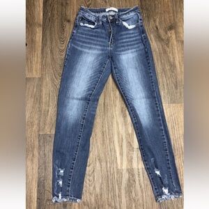 KanCan Womens Blue Jeans Size 5/26 Skinny Jeans Distressed Stretch.
